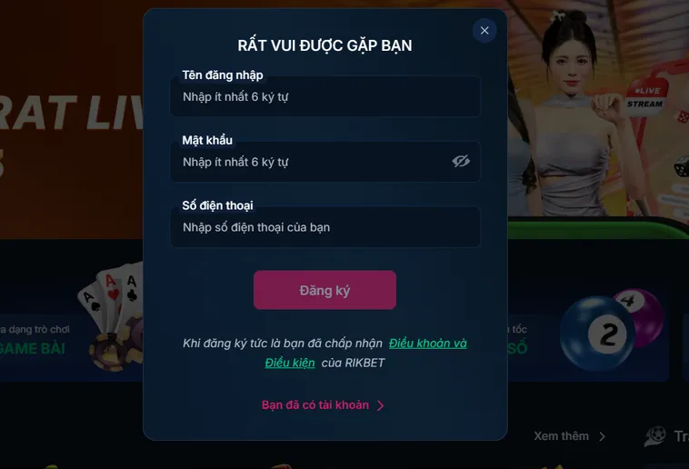 Đăng Ký RikBet Trở Thành Hội Viên Chính Thức Để Rinh Ngay Phần Thưởng Khủng