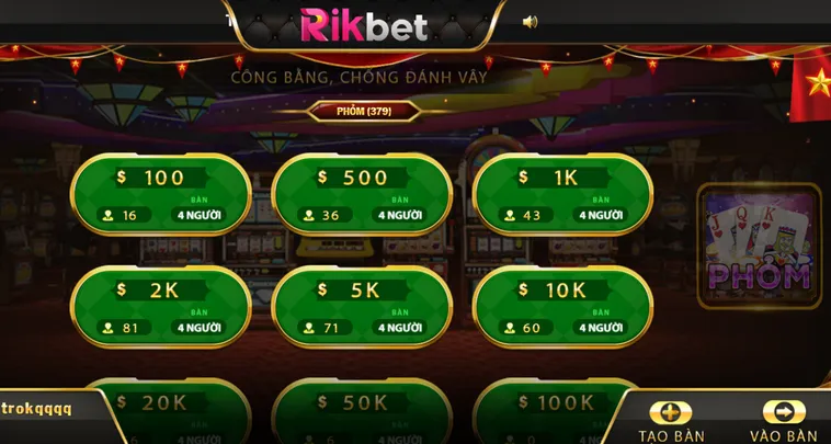Trải Nghiệm Đỉnh Cao Phỏm Tại RikBet Với Tỷ Lệ Thắng Khủng