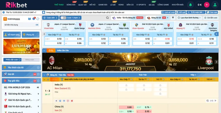 Thể Thao K Sports RikBet Trải Nghiệm Đẳng Cấp Thắng Cược Khủng Mỗi Ngày